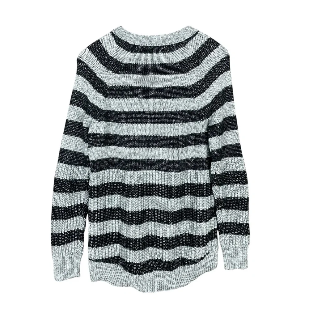 Banana Republic | Crew Neck Stripe Wool Blend Sweater Braided Cable‎ Knit Chunky